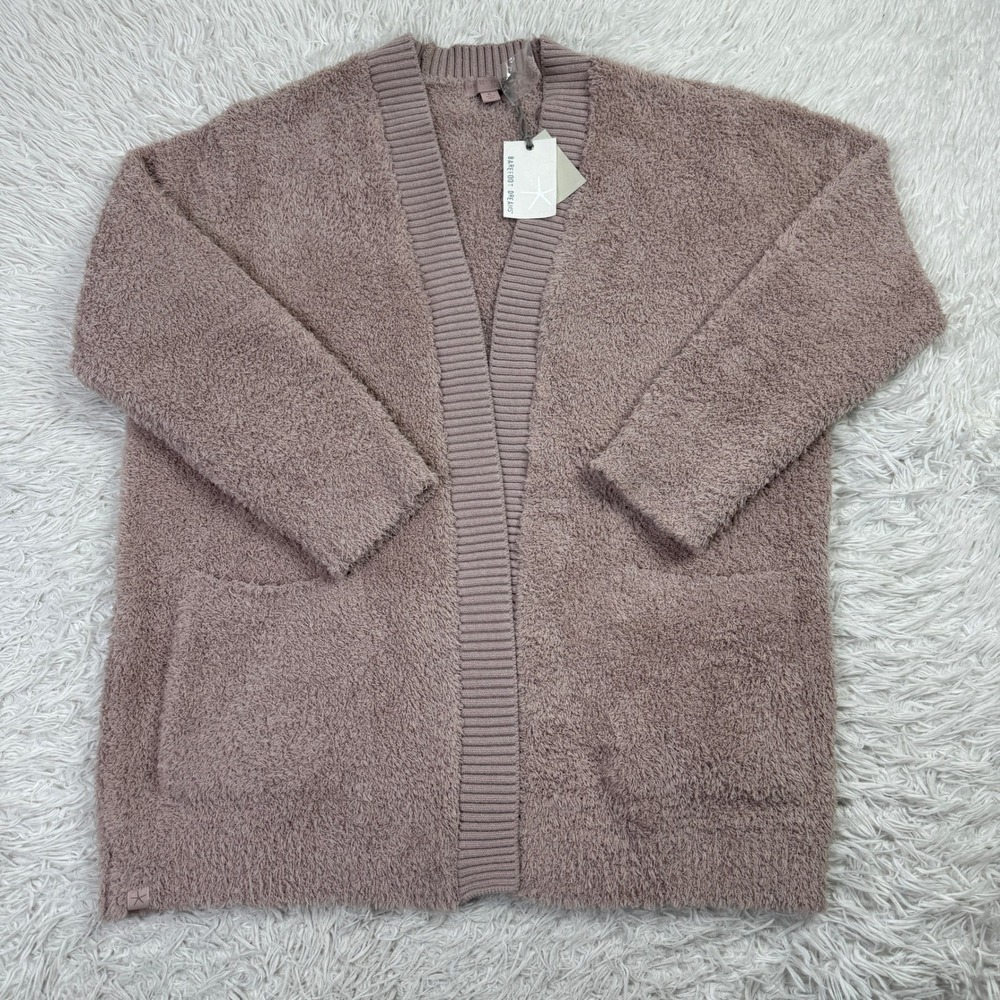 NWT Barefoot Dreams Sweater Womens Extra Large Faded Rose Knit Rib Cardigan XL